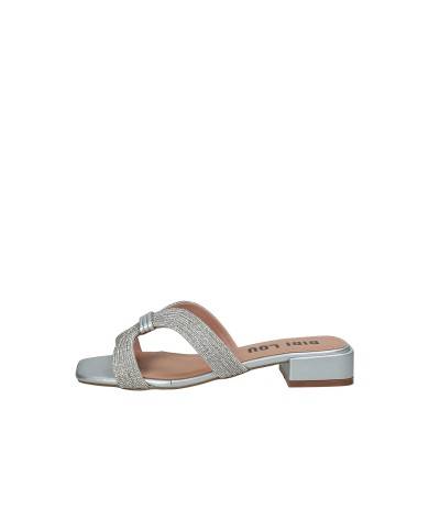 Bibi Lou 939z00hg Sandali scalzati bassi in pelle e strass Argento