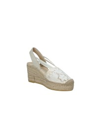 Vidorreta 0103 Espadrilla zeppa alta in pizzo Panna