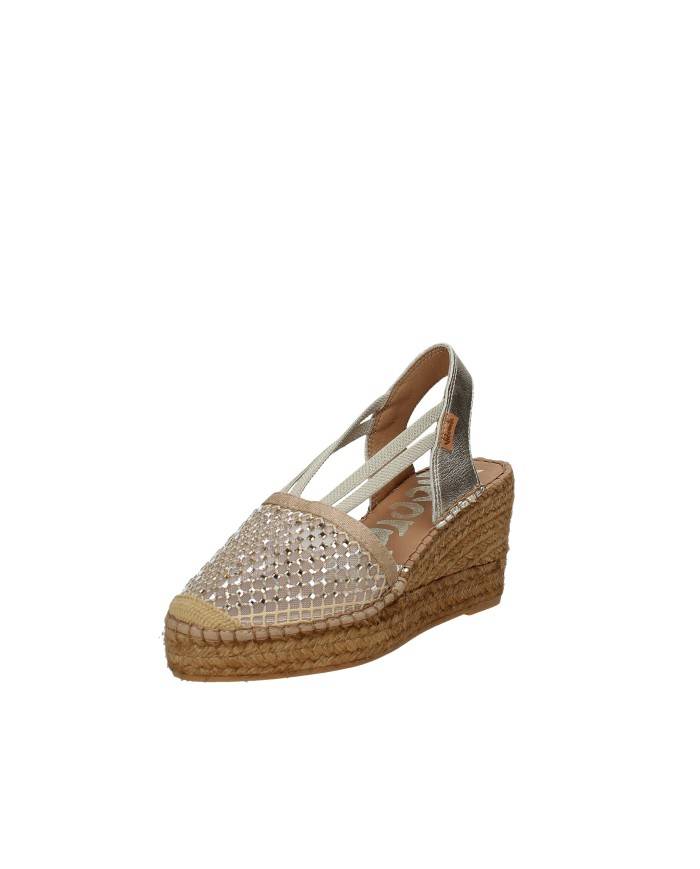 Vidorreta 0103 Espadrilla zeppa alta in rete Platino