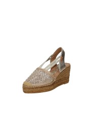 Vidorreta 0103 Espadrilla zeppa alta in rete Platino