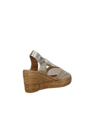 Vidorreta 0103 Espadrilla zeppa alta in rete Platino