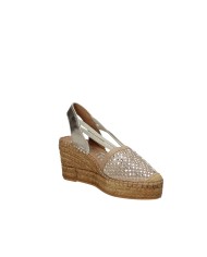 Vidorreta 0103 Espadrilla zeppa alta in rete Platino