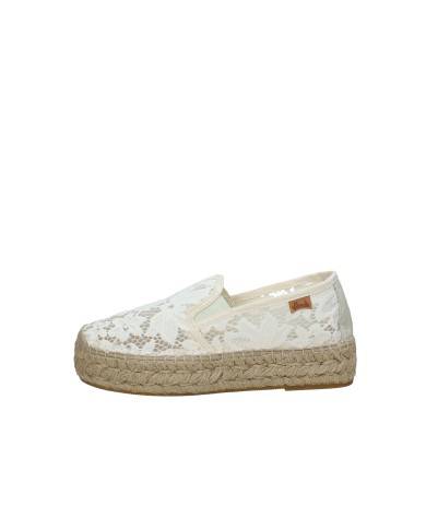 Vidorreta 0140 Espadrillas slip-on in tessuto di pizzo Panna