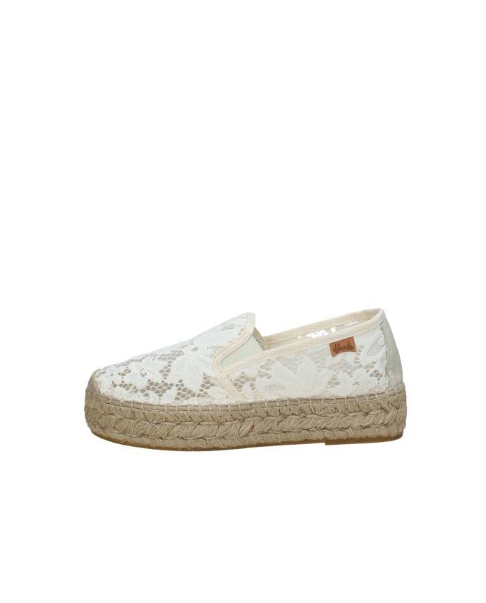 Vidorreta 0140 Espadrillas slip-on in tessuto di pizzo Panna