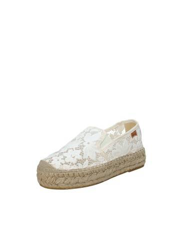 Vidorreta 0140 Espadrillas slip-on in tessuto di pizzo Panna