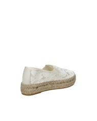 Vidorreta 0140 Espadrillas slip-on in tessuto di pizzo Panna