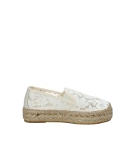 Vidorreta 0140 Espadrillas slip-on in tessuto di pizzo Panna