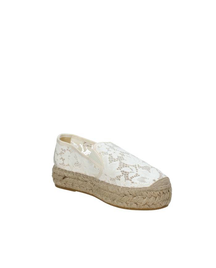 Vidorreta 0140 Espadrillas slip-on in tessuto di pizzo Panna