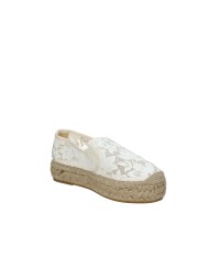 Vidorreta 0140 Espadrillas slip-on in tessuto di pizzo Panna