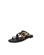 Caryatis Maria Sandali bassi greci in pelle Nero