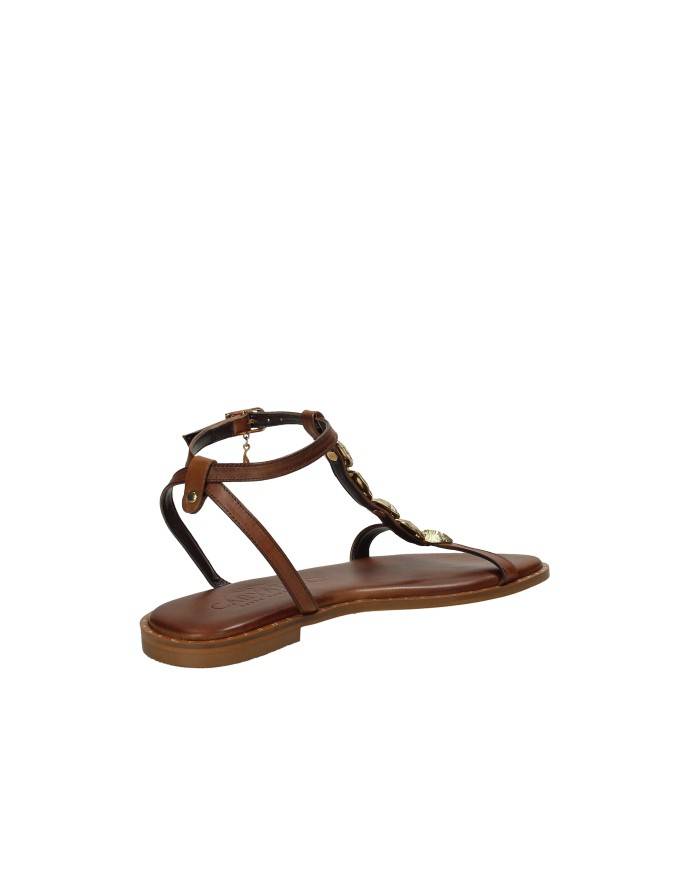 Caryatis Melina Sandali bassi greci in pelle Tan