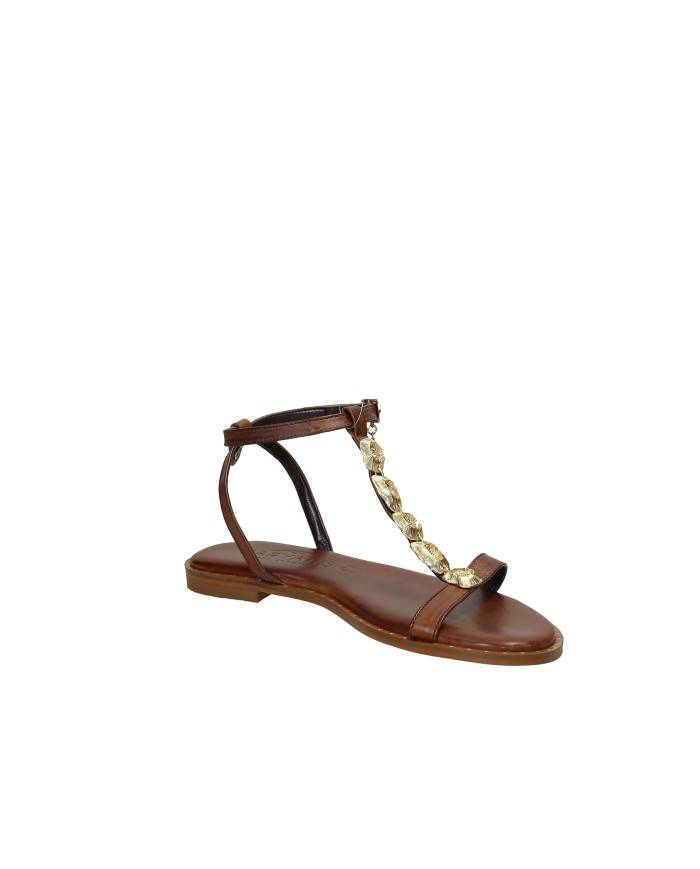 Caryatis Melina Sandali bassi greci in pelle Tan