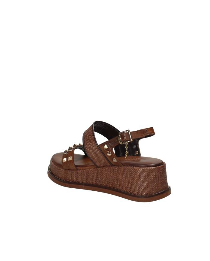 Caryatis Chloe Sandali greci con platform in pelle Tan