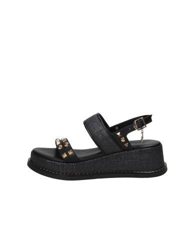 Caryatis Chloe Sandali greci con platform in pelle Nero