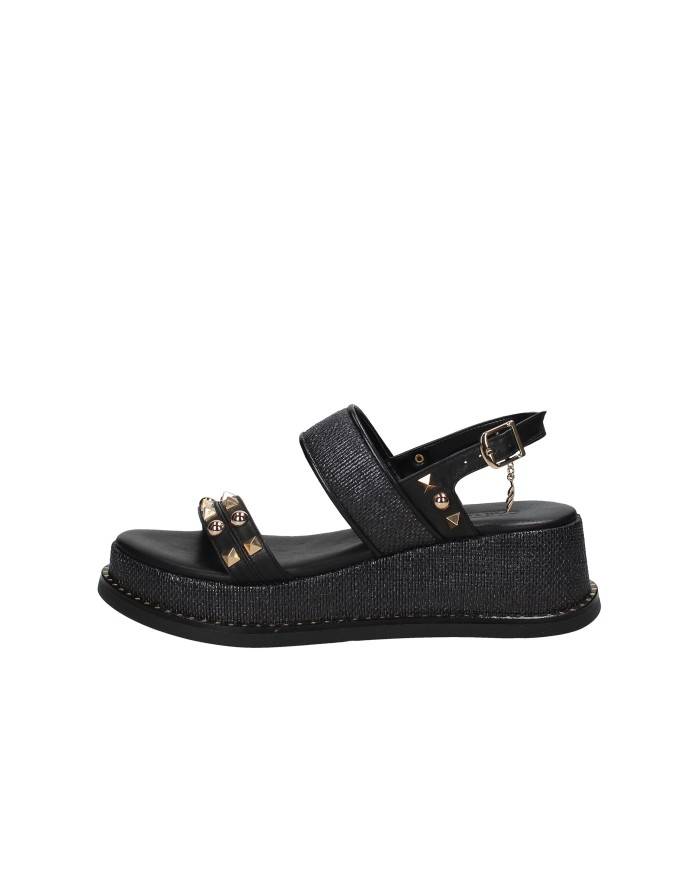 Caryatis Chloe Sandali greci con platform in pelle Nero