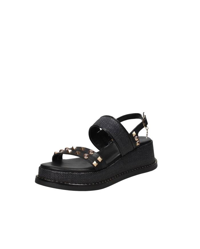 Caryatis Chloe Sandali greci con platform in pelle Nero