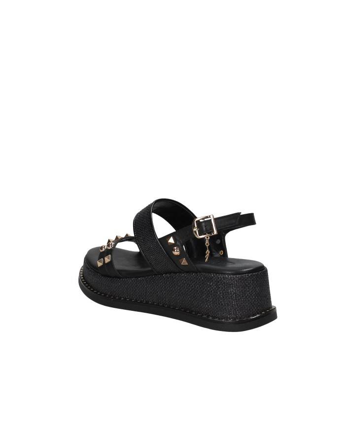Caryatis Chloe Sandali greci con platform in pelle Nero