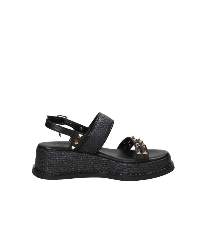 Caryatis Chloe Sandali greci con platform in pelle Nero