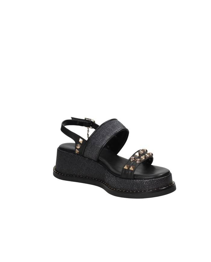 Caryatis Chloe Sandali greci con platform in pelle Nero