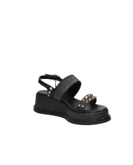 Caryatis Chloe Sandali greci con platform in pelle Nero