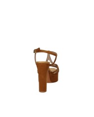 Albano 5588 Sandali alti con plateau in camoscio e tessuto Tan