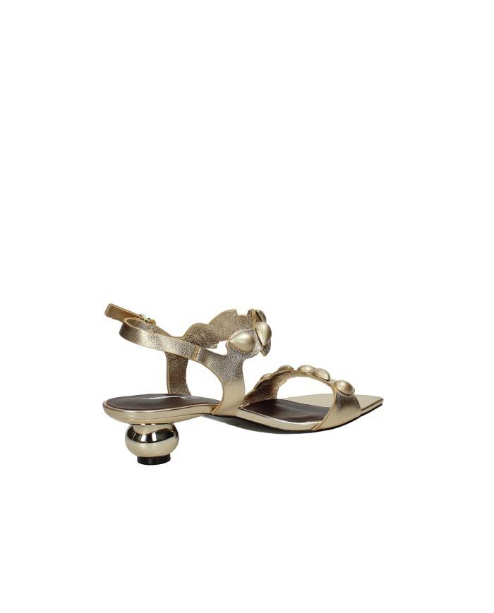 Jeannot aj633.F Sandali con tacco in pelle laminata Platino