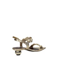 Jeannot aj633.F Sandali con tacco in pelle laminata Platino