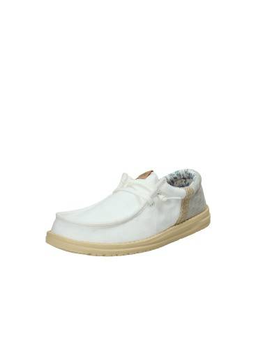 Hey Dude Shoes Wally Funk Summer Stitch.1sz Mocassino sportivo da uomo slip-on in cotone Bianco e Ghiaccio