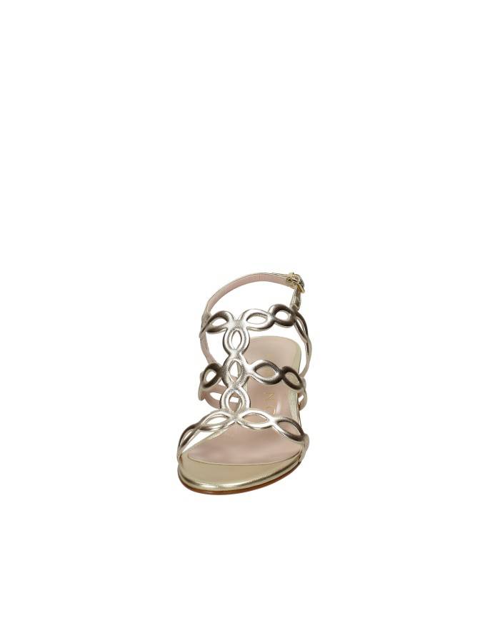 Albano 5616 Sandali con tacco alto in pelle laminata Platino