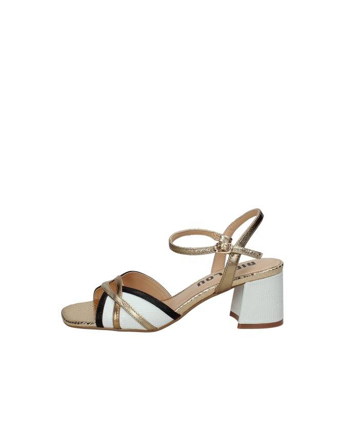Bibi Lou 795z88fs Sandali con tacco in pelle e laminato Bianco e Oro