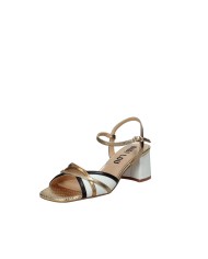Bibi Lou 795z88fs Sandali con tacco in pelle e laminato Bianco e Oro