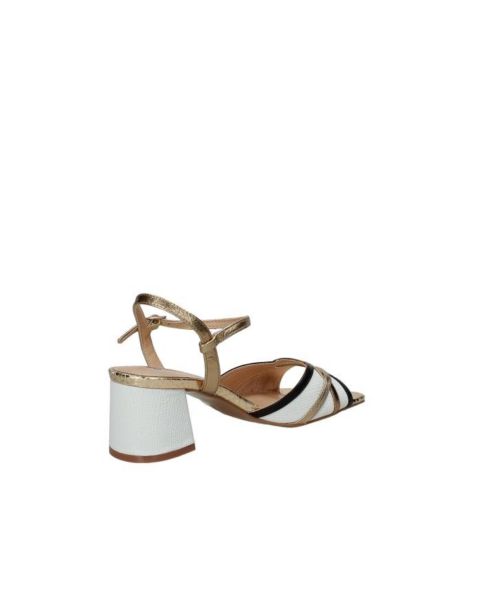 Bibi Lou 795z88fs Sandali con tacco in pelle e laminato Bianco e Oro
