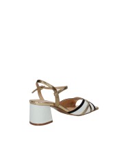 Bibi Lou 795z88fs Sandali con tacco in pelle e laminato Bianco e Oro