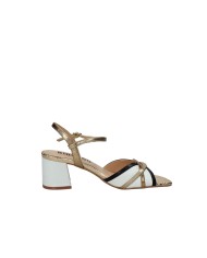 Bibi Lou 795z88fs Sandali con tacco in pelle e laminato Bianco e Oro