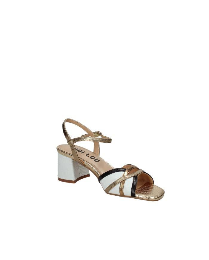 Bibi Lou 795z88fs Sandali con tacco in pelle e laminato Bianco e Oro