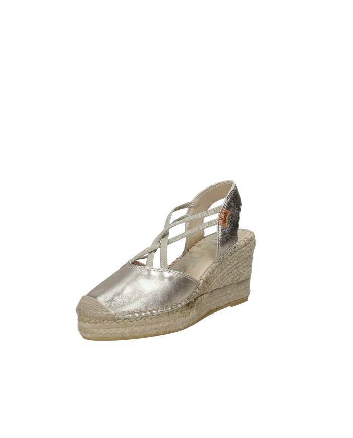 Vidorreta 0321 Espadrilla zeppa alta in laminato Platino