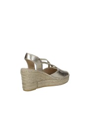 Vidorreta 0321 Espadrilla zeppa alta in laminato Platino