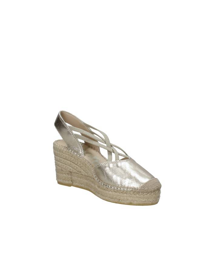 Vidorreta 0321 Espadrilla zeppa alta in laminato Platino