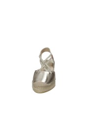 Vidorreta 0321 Espadrilla zeppa alta in laminato Platino