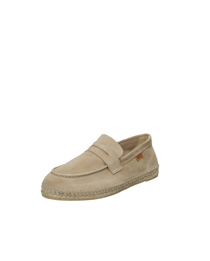 Vidorreta 0352 Espadrilla mocassino da uomo in corda e camoscio Sabbia