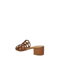 Aquaclara Iseo40.tan Sandalo scalzato con tacco in pelle Tan