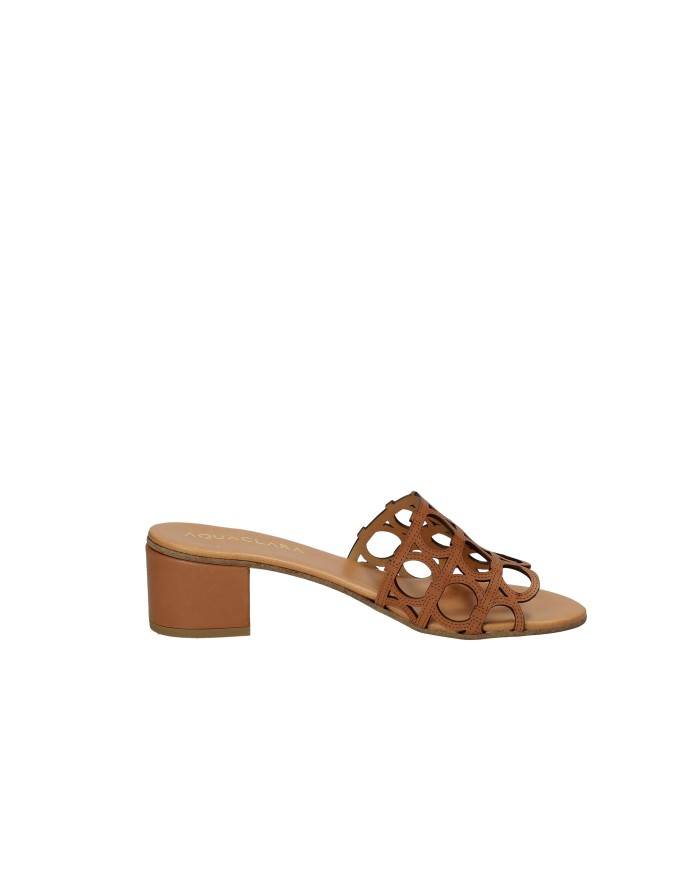 Aquaclara Iseo40.tan Sandalo scalzato con tacco in pelle Tan