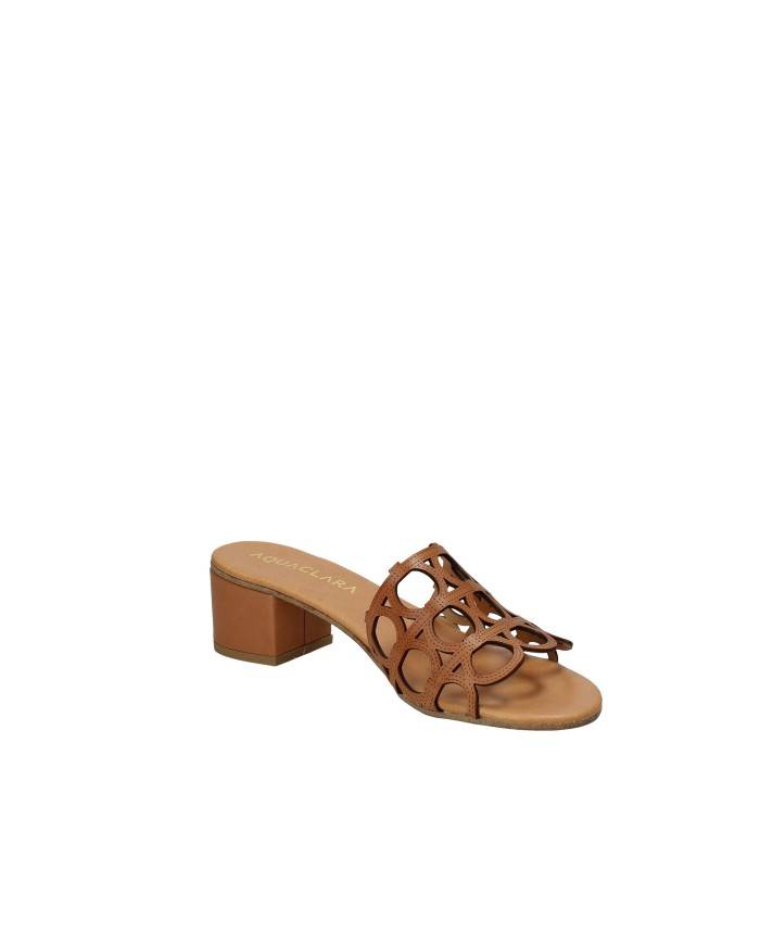 Aquaclara Iseo40.tan Sandalo scalzato con tacco in pelle Tan