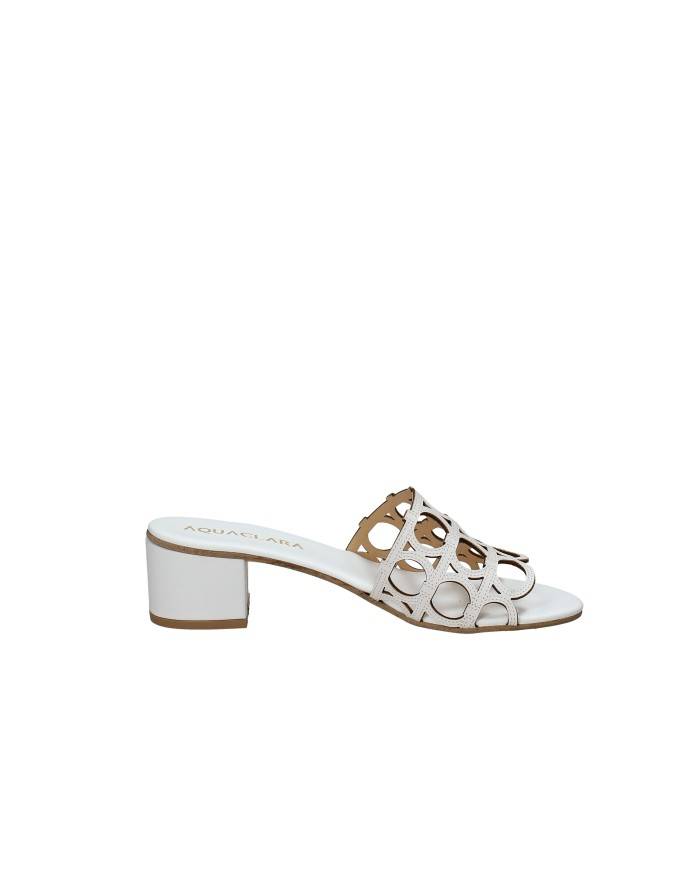 Aquaclara Iseo40.bia Sandalo scalzato con tacco in pelle Bianco