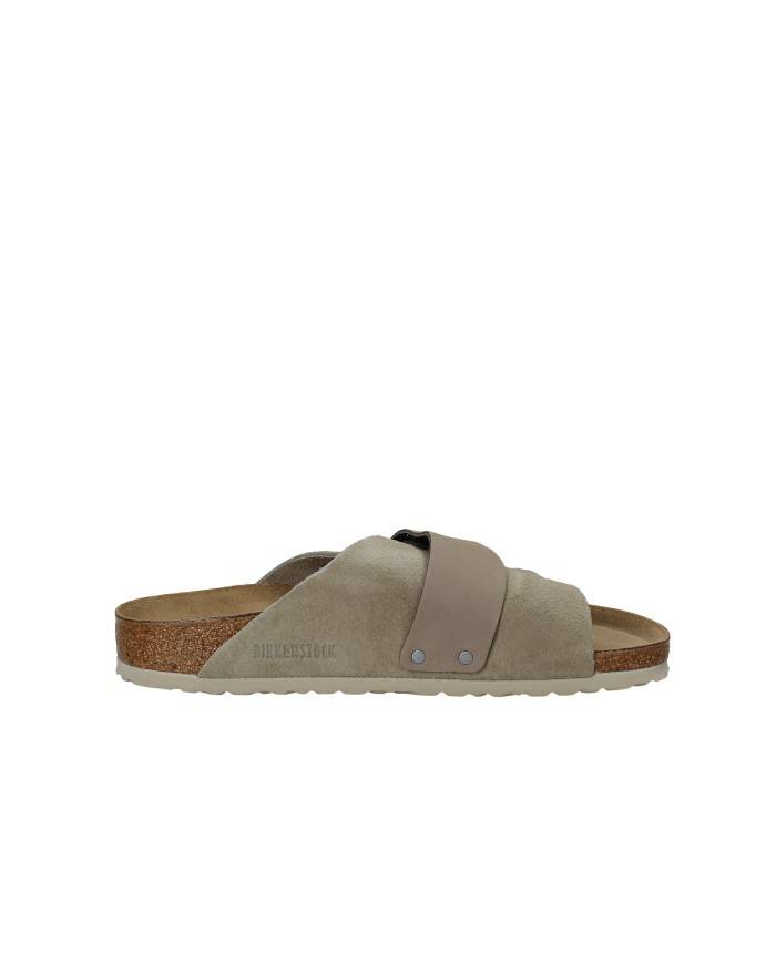 Birkenstock Kyoto.1015573 Sandalo in nabuk e camoscio chiusura a strappo Taupe