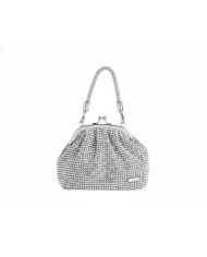 Albano Borse c2003 Pochette Clutch in tessuto e strass cristal Argento
