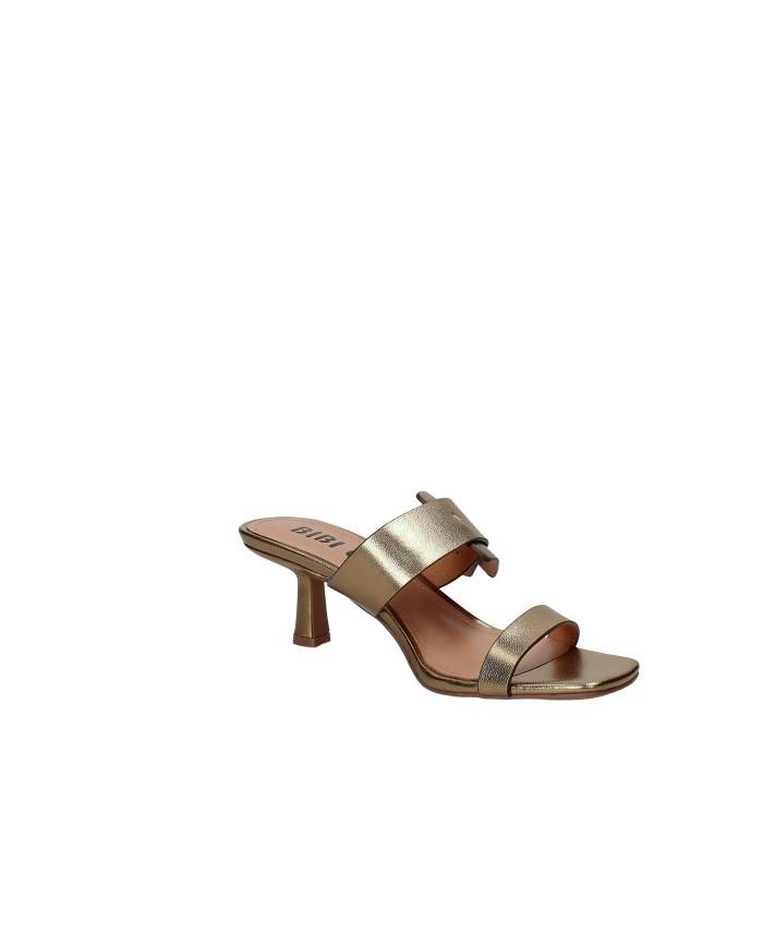 Bibi Lou 662z10vk Sandali scalzati con tacco in pelle laminata Bronzo