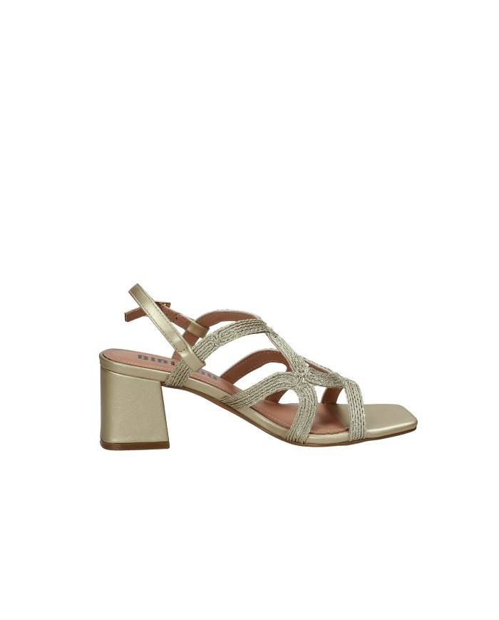 Bibi Lou 876z94hg Sandali con tacco alto in pelle e tessuto Oro