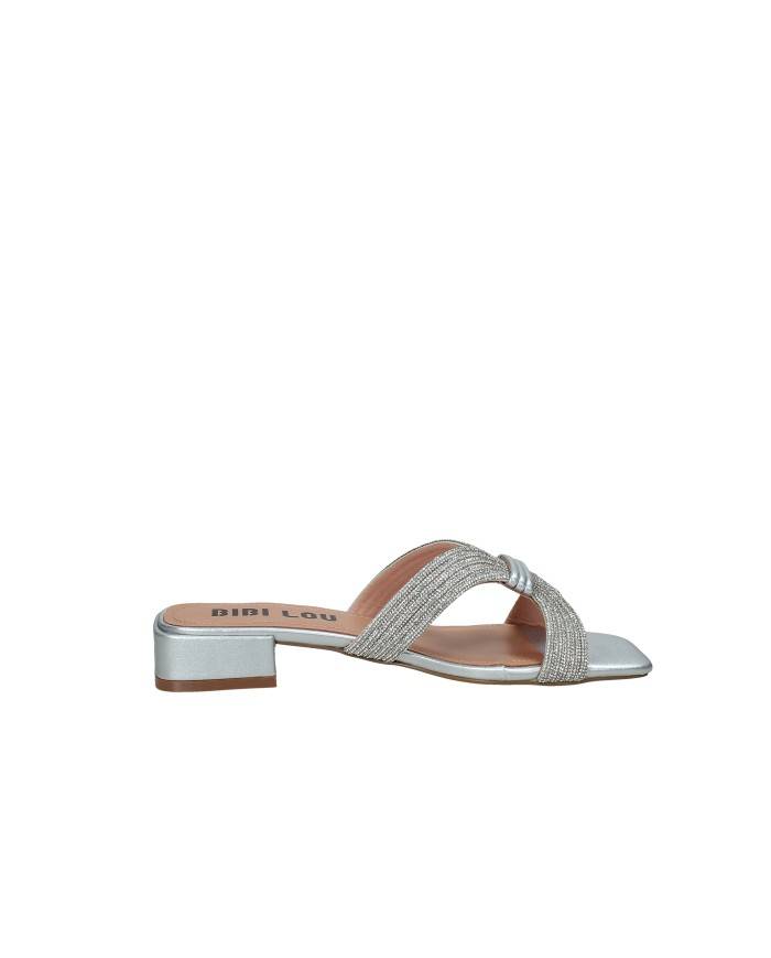 Bibi Lou 939z00hg Sandali scalzati bassi in pelle e strass Argento
