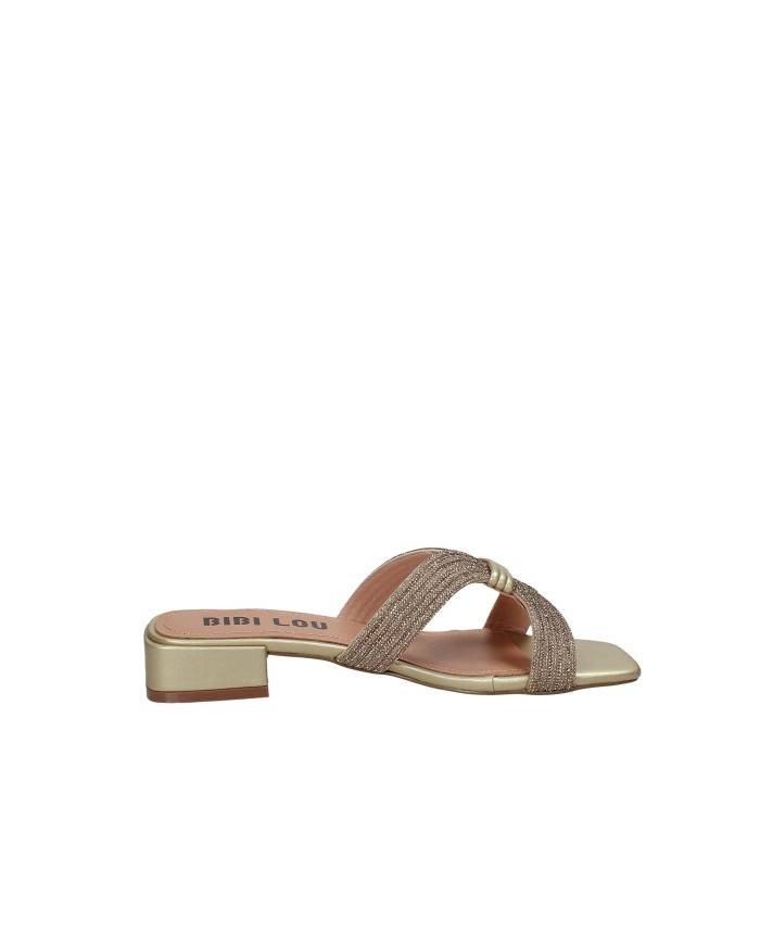 Bibi Lou 939z00hg Sandali scalzati bassi in pelle e strass Oro